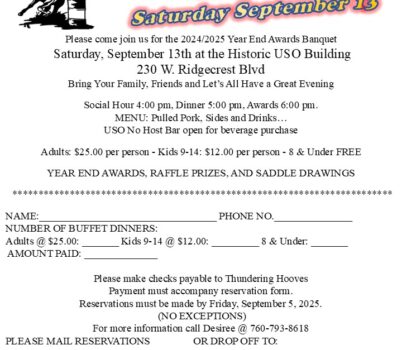 AWARDS BANQUET IS COMING SOON. MAKE YOUR RESERVATIONS NOW!!!